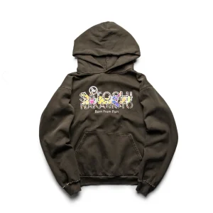 SATOSHI NAKAMOTO x SICKO – Studded Gradient Hoodie (Brown)